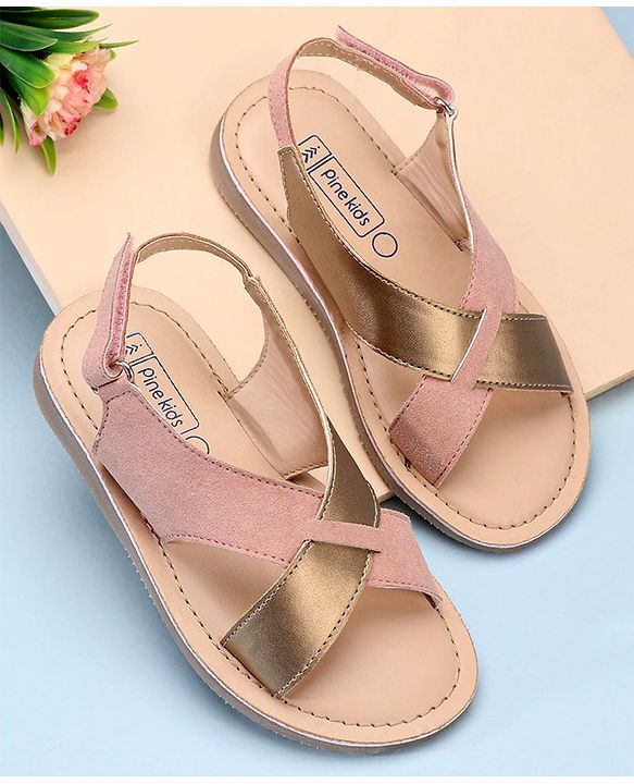 Pine Kids Cross Toe Sandals - Orange & Golden