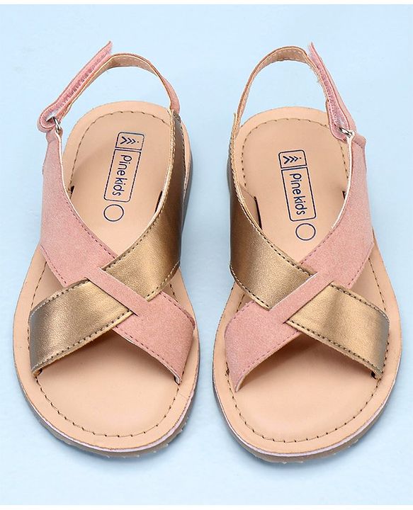 Pine Kids Cross Toe Sandals - Orange & Golden