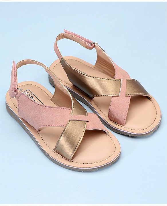Pine Kids Cross Toe Sandals - Peach & Golden
