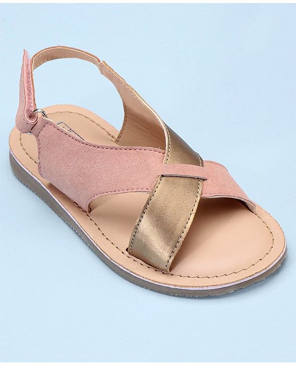 Pine Kids Cross Toe Sandals - Peach & Golden