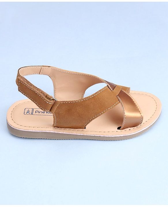Pine Kids Cross Toe Sandals - Peach & Golden