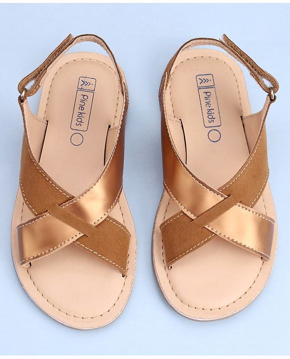 Pine Kids Cross Toe Sandals - Peach & Golden
