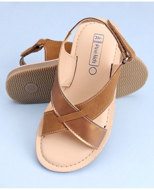 Pine Kids Cross Toe Sandals - Peach & Golden