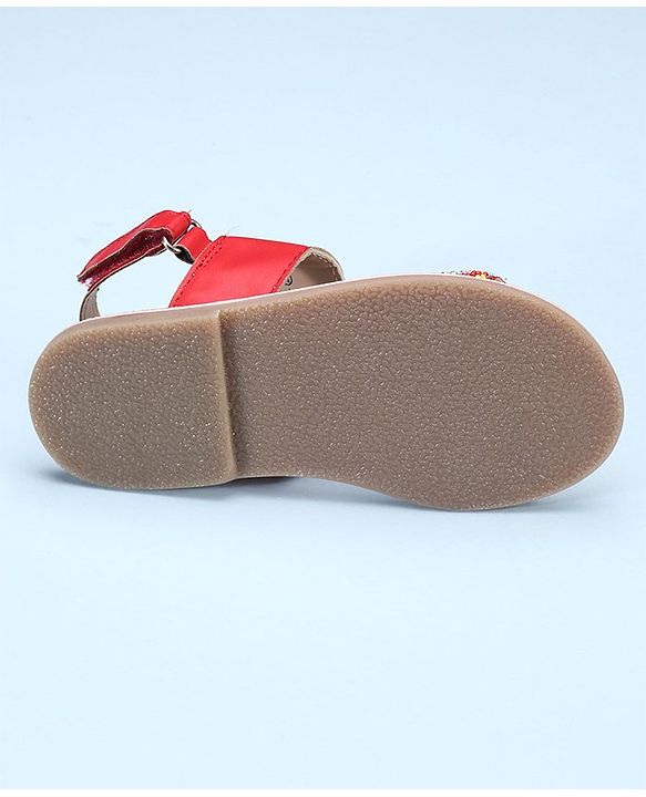 Pine Kids Open Toe Sandals With Rondelle Beads Patch - Red