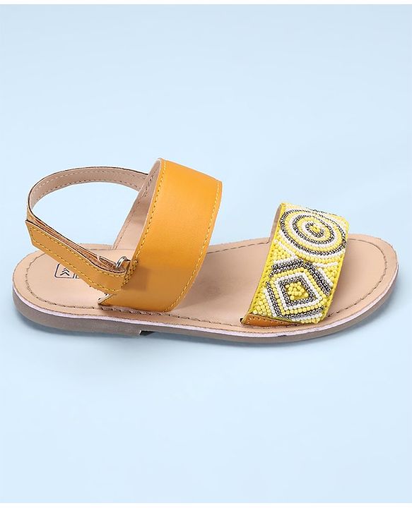 Pine Kids Open Toe Sandals With Rondelle Beads Patch - Red