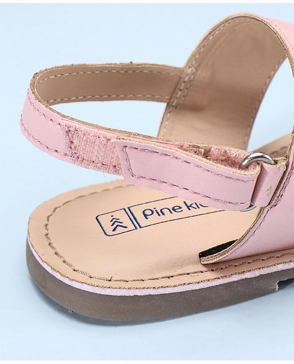 Pine Kids Open Toe Sandals With Rondelle Beads Patch - Pink