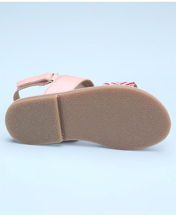Pine Kids Open Toe Sandals With Rondelle Beads Patch - Red