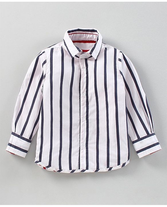 Babyhug Full Sleeves Striped  Shirt - White