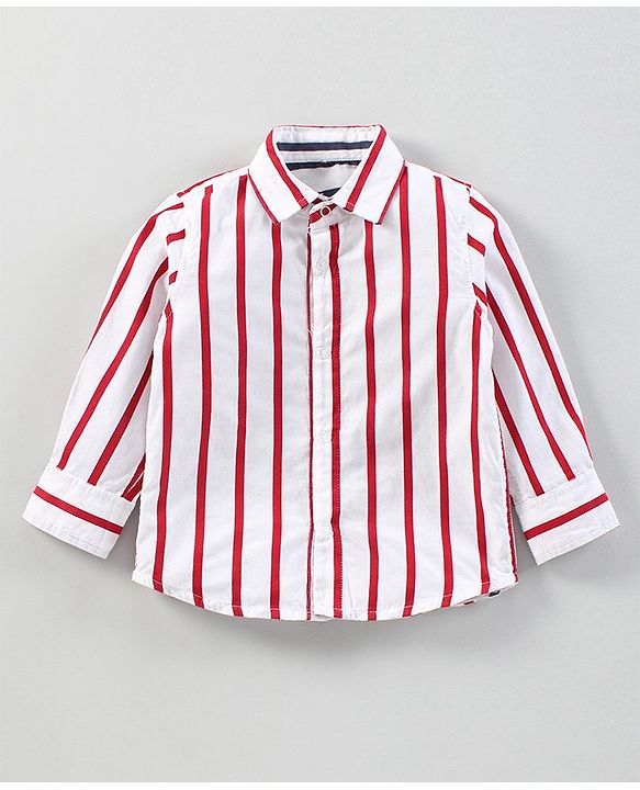 Babyhug Full Sleeves Striped  Shirt - White