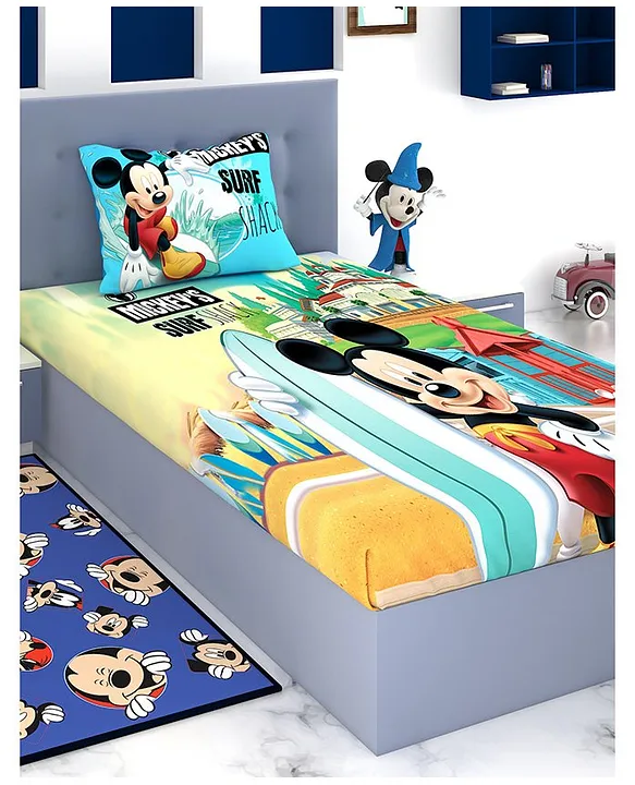 Disney By Athom Living Mickey Mouse Single Bed Sheet with Pillow