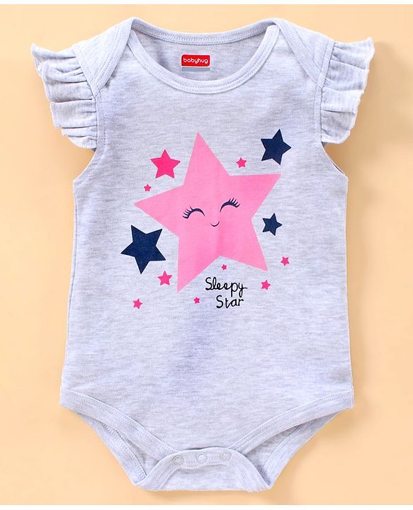 Babyhug Short Sleeves 100% Cotton Onesie Star Print Pack of 3 - Blue Pink