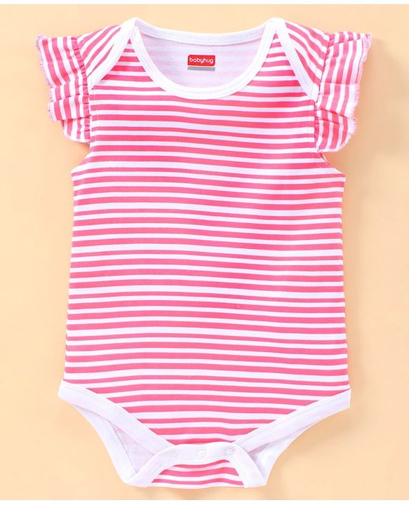 Babyhug Short Sleeves 100% Cotton Onesie Star Print Pack of 3 - Blue Pink