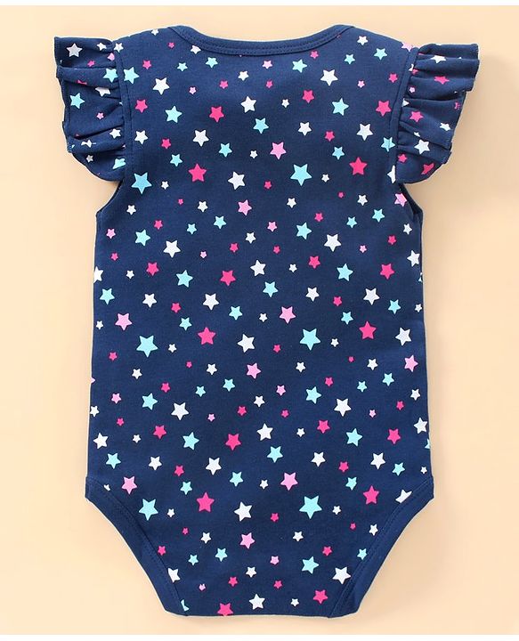 Babyhug Short Sleeves 100% Cotton Onesie Star Print Pack of 3 - Blue Pink