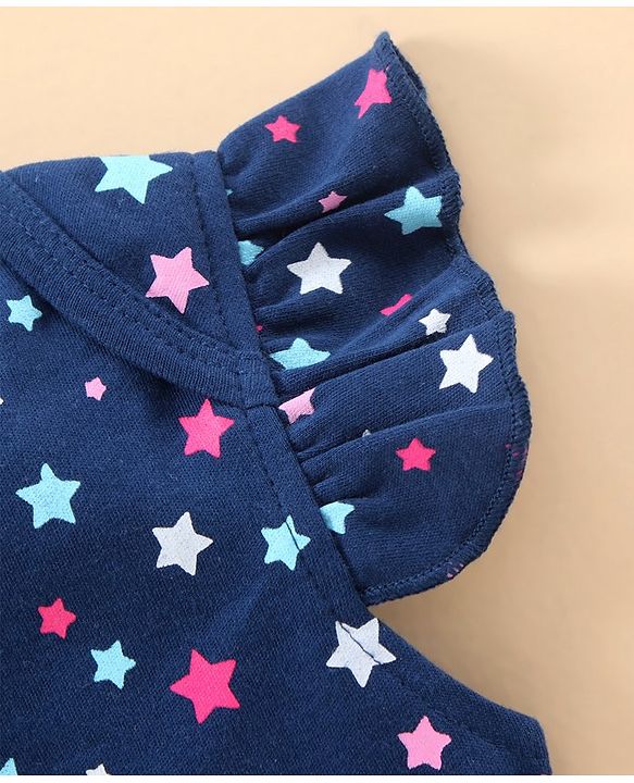 Babyhug Short Sleeves 100% Cotton Onesie Star Print Pack of 3 - Blue Pink