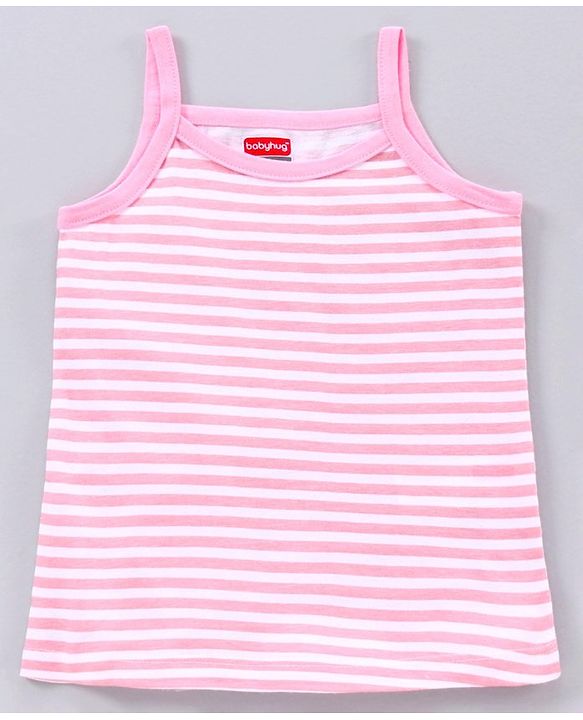 Babyhug Singlet Sleeves 100% Cotton Antibacterial Finish Slips Sea Pack of 3 - Pink Green