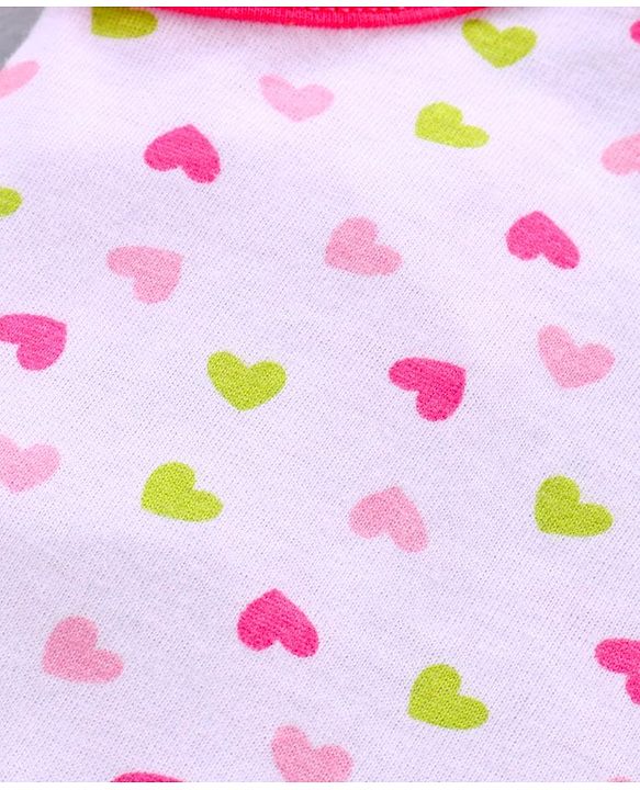 Babyhug Singlet Sleeves 100% Cotton Antibacterial Finish Slips Sea Pack of 3 - Pink Green