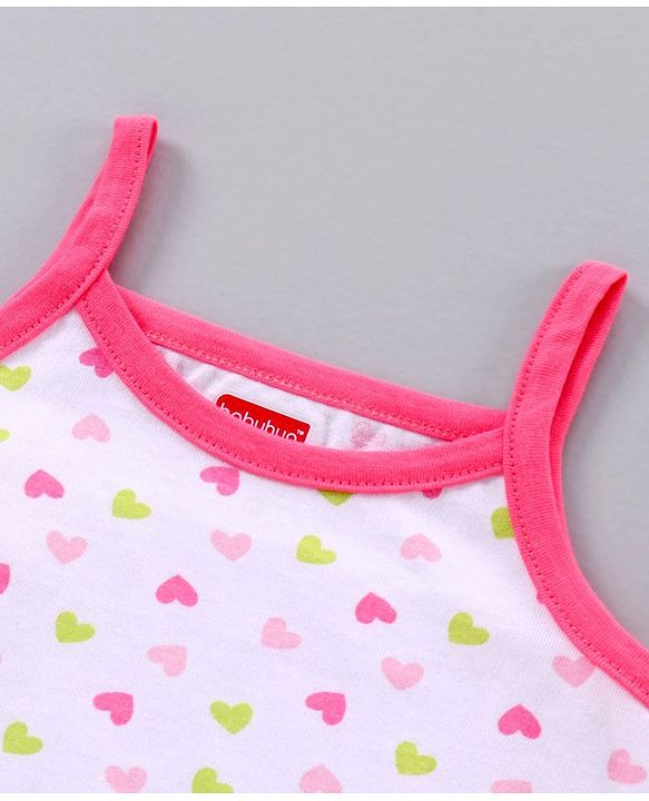 Babyhug Singlet Sleeves 100% Cotton Antibacterial Finish Slips Sea Pack of 3 - Pink Green