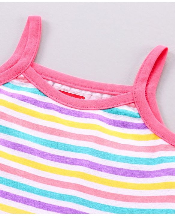 Babyhug Singlet Sleeves 100% Cotton Antibacterial Finish Slips Sea Pack of 3 - Pink