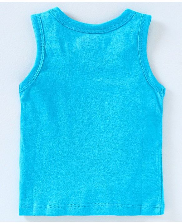 Babyhug 100% Cotton Sleeveless Antibacterial Finish Printed Vests Pack of 3 - Blue