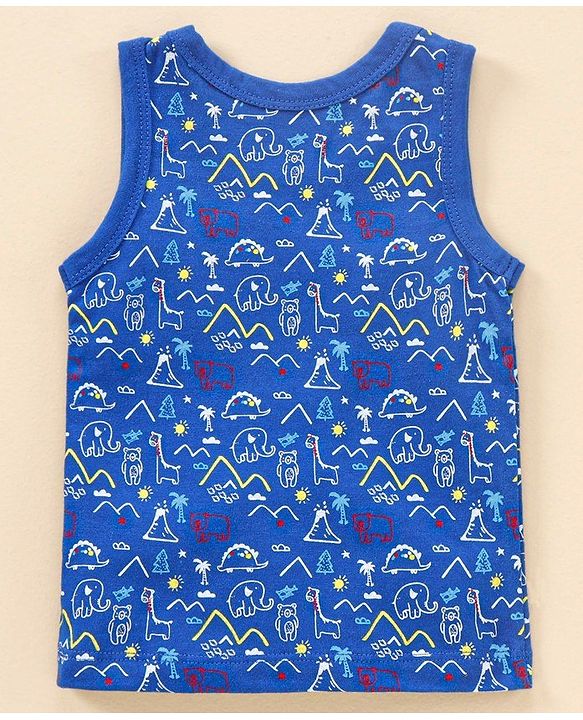 Babyhug Sleeveless 100 % Cotton Antibacterial Finish Vests Pack of 3 - Multicolour