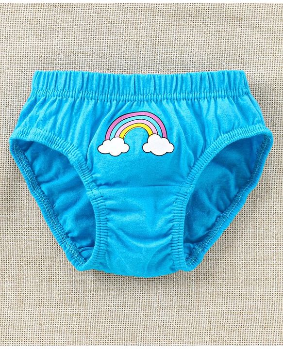 Babyhug 100%Cotton Anti Bacterial Finish Panties Rainbow & Heart Print Pack of 3 - Pink Yellow Blue