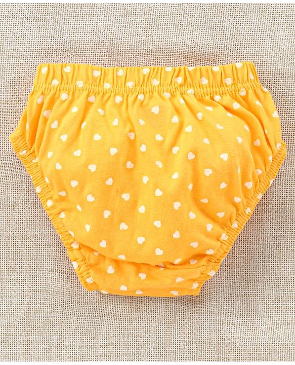 Babyhug 100%Cotton Anti Bacterial Finish Panties Rainbow & Heart Print Pack of 3 - Pink Yellow Blue