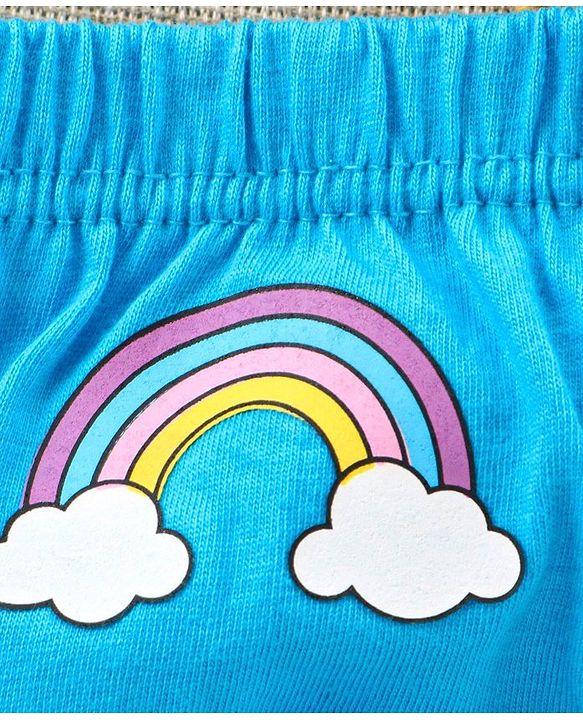 Babyhug 100%Cotton Anti Bacterial Finish Panties Rainbow & Heart Print Pack of 3 - Pink Yellow Blue