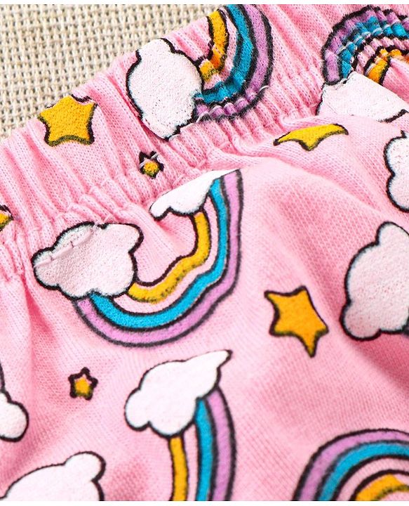 Babyhug 100%Cotton Anti Bacterial Finish Panties Rainbow & Heart Print Pack of 3 - Pink Yellow Blue