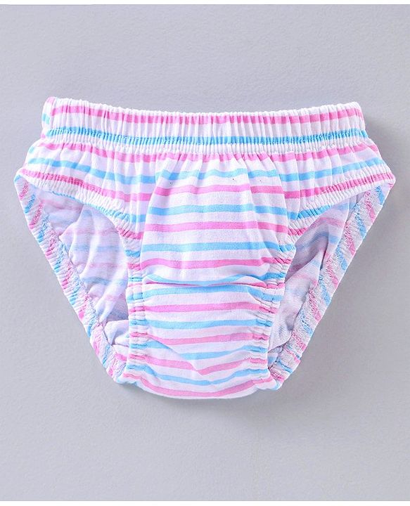 Babyhug 100% Cotton Antibacterial Finish Panties Pack of 3 - Pink White Blue