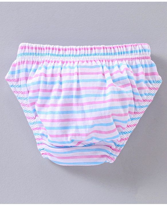 Babyhug 100% Cotton Antibacterial Finish Panties Pack of 3 - Pink White Blue