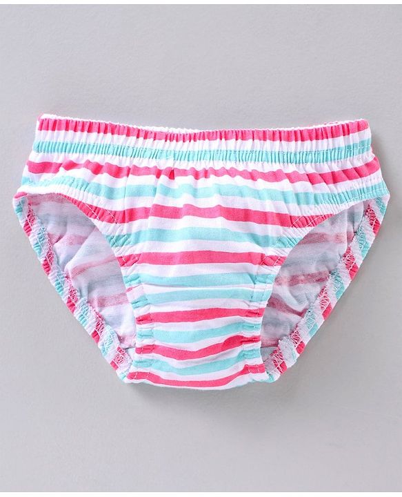 Babyhug 100% Cotton Antibacterial Finish Panties Pack of 3 - Pink White Blue