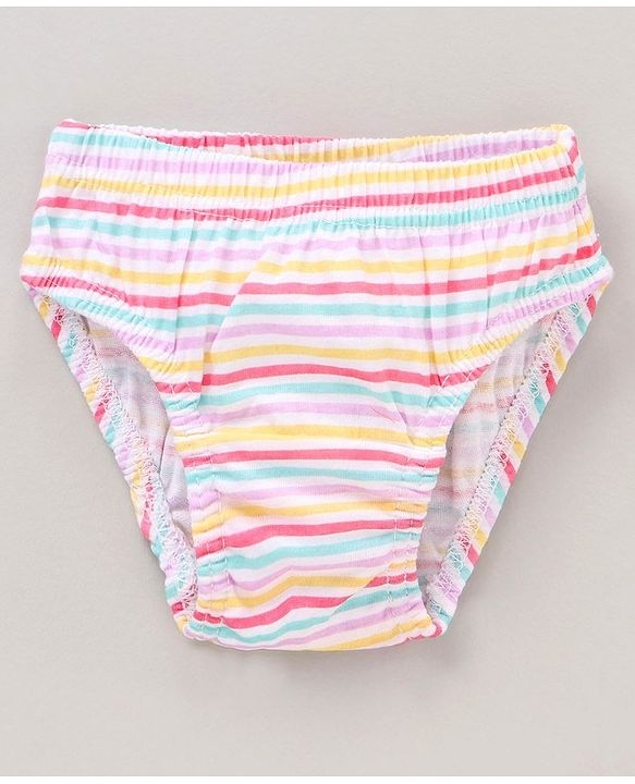 Babyhug 100%Cotton Antibacterial Panties Pack of 3 - Blue Yellow Multicolour