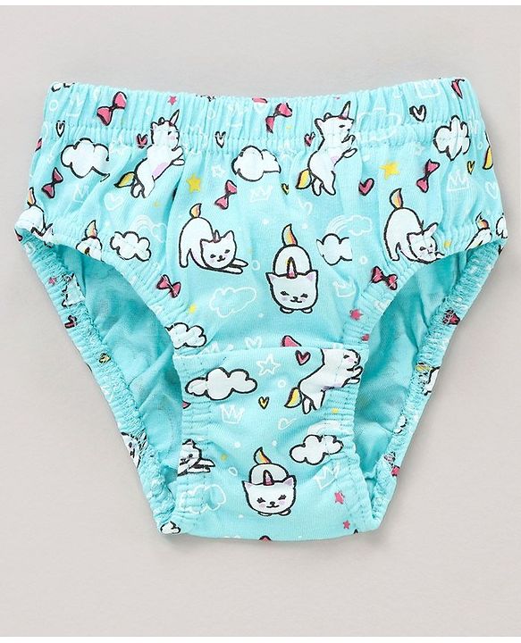 Babyhug 100%Cotton Antibacterial Panties Pack of 3 - Blue Yellow Multicolour