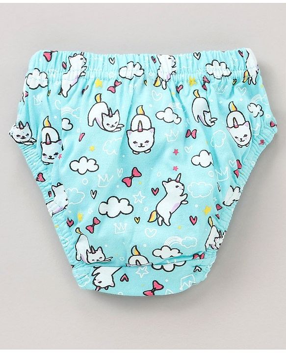 Babyhug 100%Cotton Antibacterial Panties Pack of 3 - Blue Yellow Multicolour