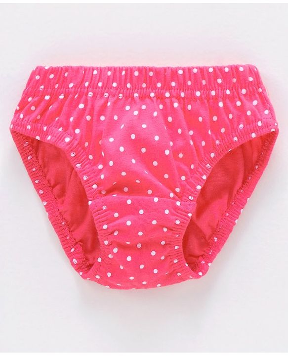 Babyhug 100% Cotton Antibacterial Finish Panties Polka Dot Print Pack of 5 - Navy Pink Yellow Blue