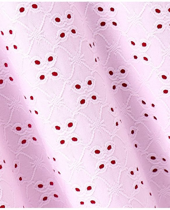 Pine Kids Sleeveless Schiffli Embroidered Frock With Contrast Lining - Pink