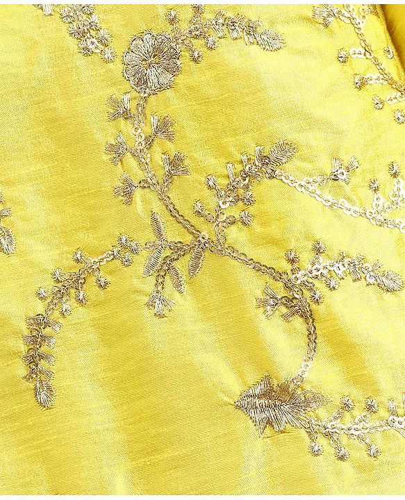 Pine Kids Full Sleeves Solid Kurta With Embroidered Nehru Jacket & Pyjama - Yellow
