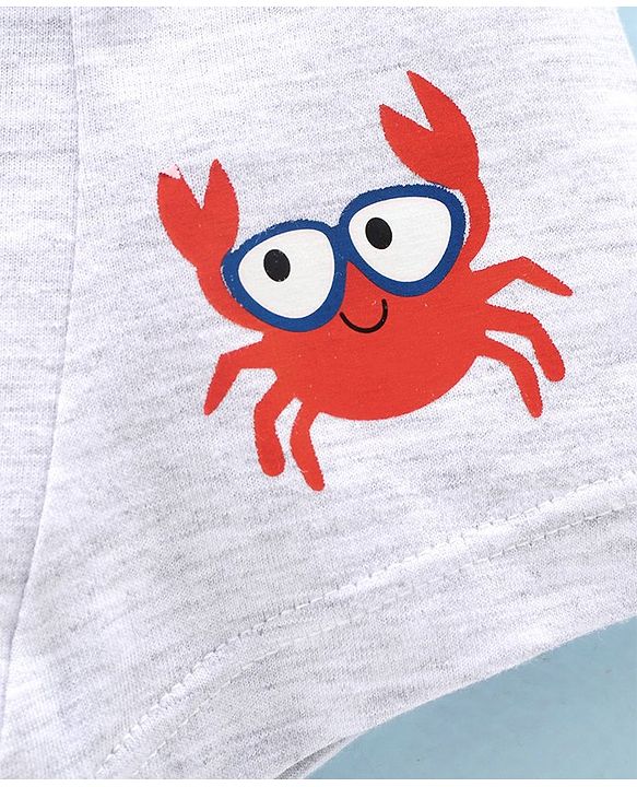 Babyhug 100% Cotton Briefs Crab Print Pack of 3 - Red