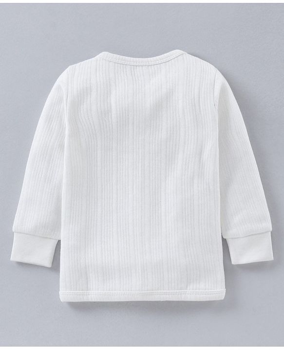 Babyhug Full Sleeves Thermal Vest & Bottoms - White