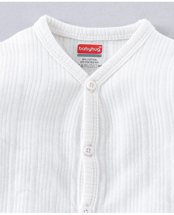 Babyhug Full Sleeves Thermal Vest & Bottoms - White