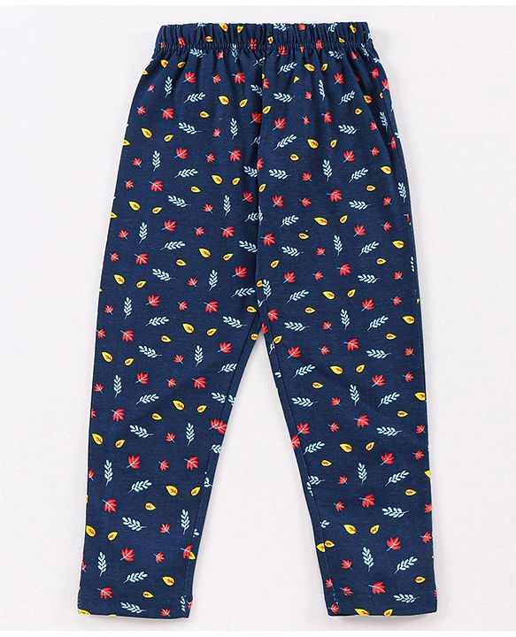 Babyhug Full Sleeves Fox & Leaves Print - Navy Orange