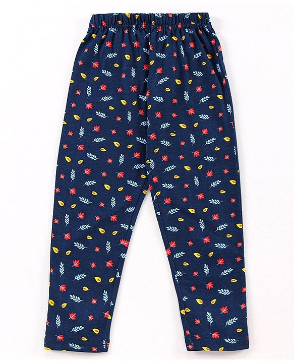 Babyhug Full Sleeves Fox & Leaves Print - Navy Orange