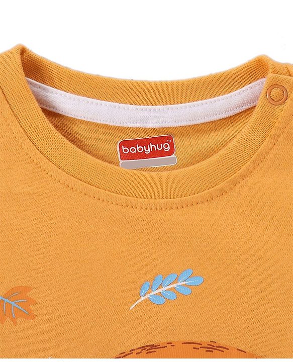 Babyhug Full Sleeves Fox & Leaves Print - Navy Orange