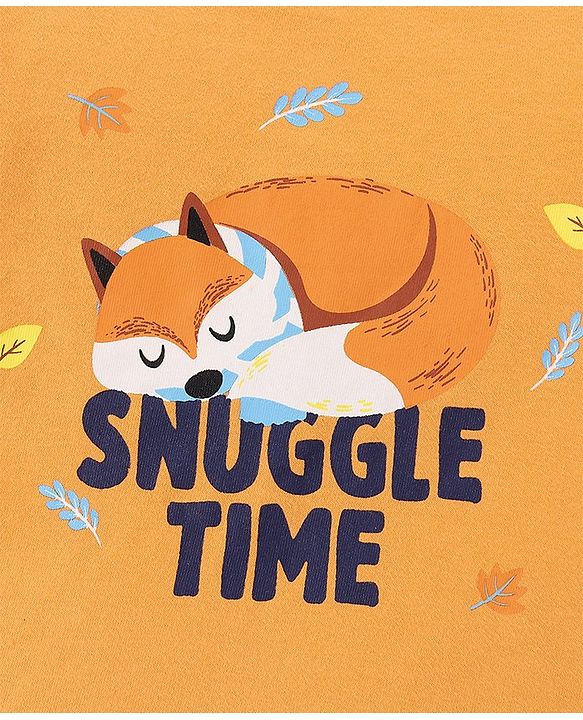 Babyhug Full Sleeves Fox & Leaves Print - Navy Orange