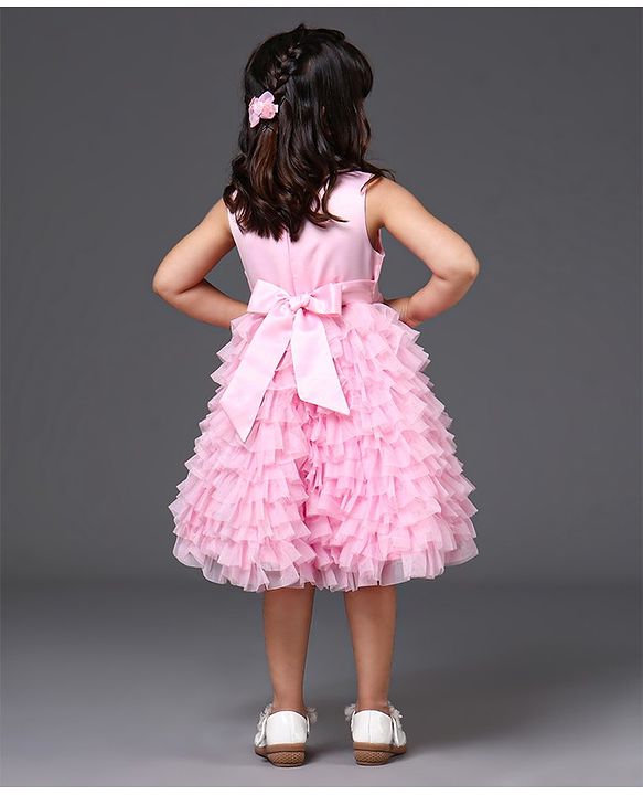 Babyhug Sleeveless Layered Frill Party Wear Frock - Pink
