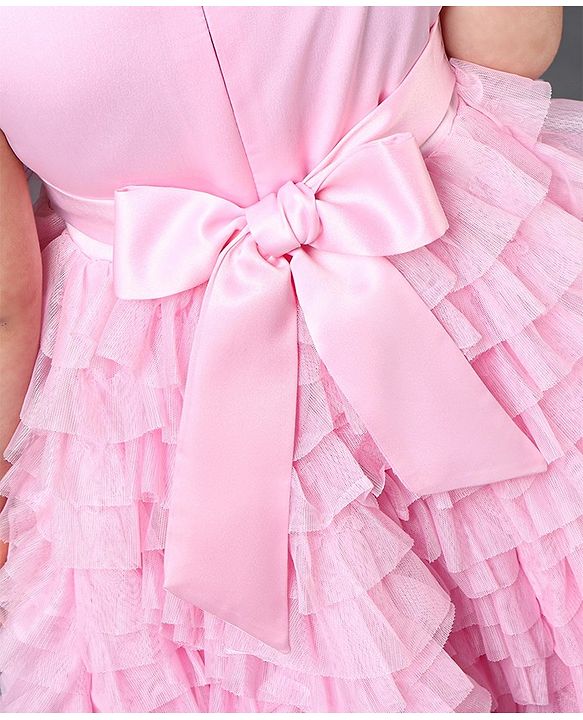Babyhug Sleeveless Layered Frill Party Wear Frock - Pink