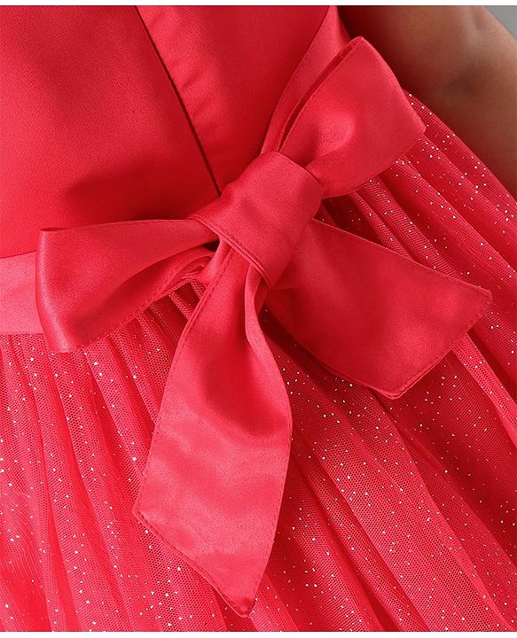 Babyhug Sleeveless Sequin Party Wear Frock - Red