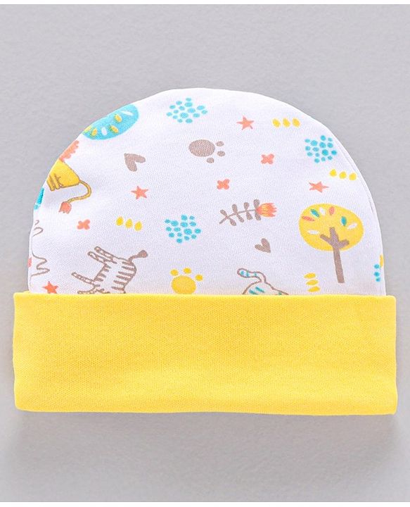 Babyhug 100%Cotton Clothing Gift Set Lion Print Pack of 9 - White Yellow