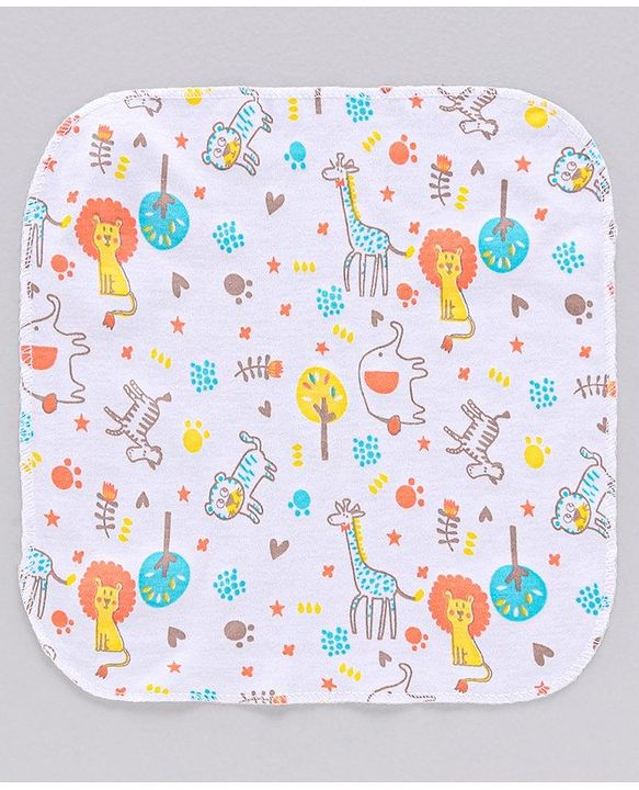 Babyhug 100%Cotton Clothing Gift Set Lion Print Pack of 9 - White Yellow