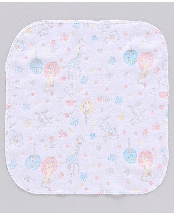 Babyhug 100%Cotton Clothing Gift Set Lion Print Pack of 9 - White Yellow